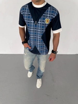 ERKEK Bisiklet Yaka Baskılı Kısa kol Oversize T-Shirt - Siyah