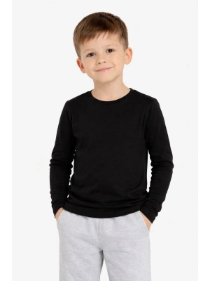 Erkek Çocuk Basic Uzun Kollu Tişört Okul Günlük Rahat T-Shirt - Siyah