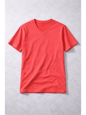 Genç Kız Çocuk V Yaka Tişört Model - Nar Çiçeği