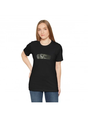 Kadın Bisiklet Yaka Baskılı Kısa kol T-Shirt - Siyah