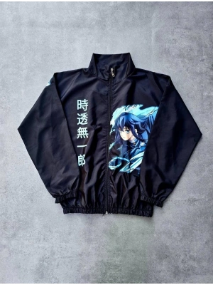 Kadın Fermuarlı Dijital Baskılı Rüzgarlık - Siyah