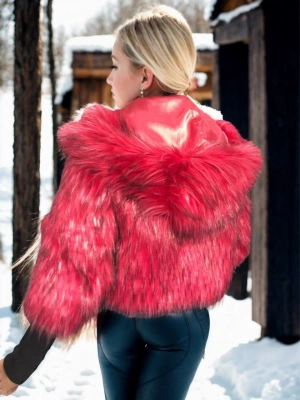 Kadın Premium Doğal Kürk - Bordo