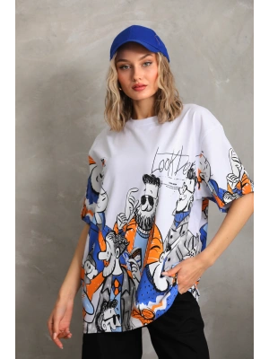 Toptan Oversize Tişört - Adamalar Ön Arka Kollar