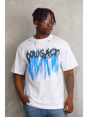 Toptan Oversize Tişört - Çelik Zincir Kolyeli Cowsaery