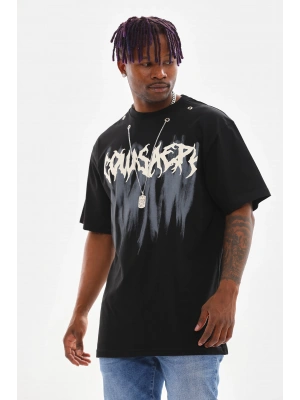 Toptan Oversize Tişört - Çelik Zincir Kolyeli Cowsaery