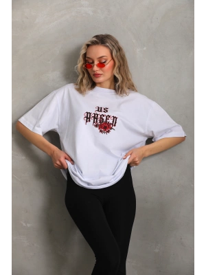 Toptan Oversize Tişört - Çiçek 26 Baskılı