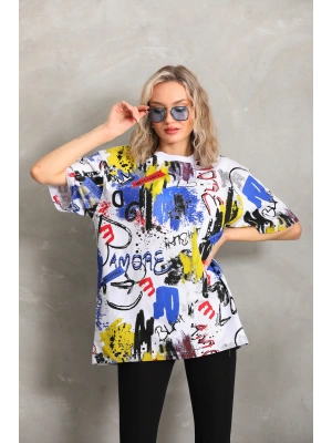 Toptan Oversize Tişört - Grafiti Pano Baskı