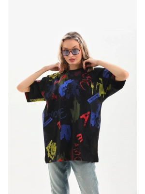 Toptan Oversize Tişört - Grafiti Pano Baskı