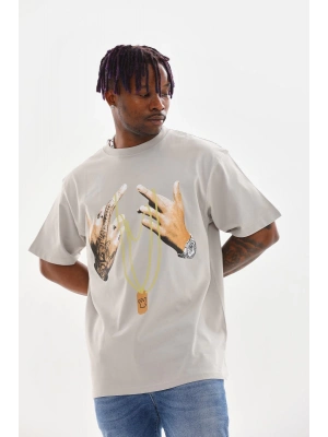 Toptan Oversize Tişört - Kolye Baskılı