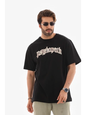 Toptan Oversize Tişört - Psychopath Nakışlı Özel Aplike Desenli