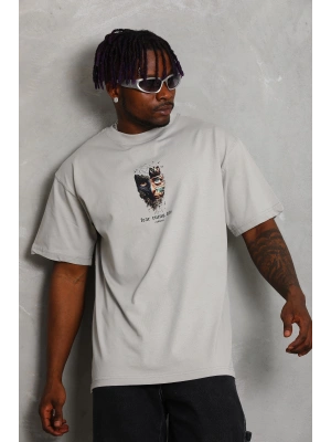 Toptan Oversize Tişört - Yüz ve Kuşlar