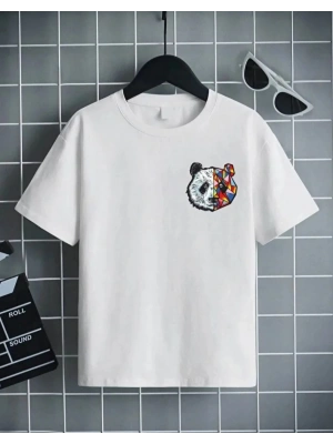 Unisex Çocuk Baskılı T-Shirt - Beyaz