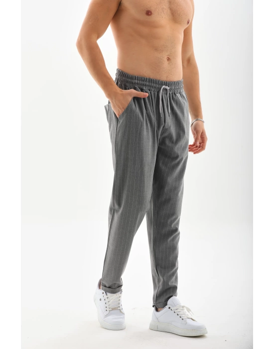 Toptan Jogger Pantolon - çizgili kumaş duble paça