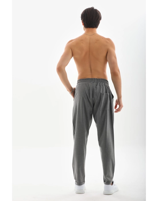 Toptan Jogger Pantolon - çizgili kumaş duble paça