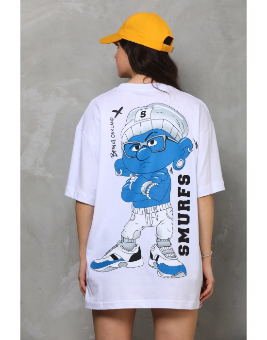 Toptan Oversize Tişört - Şirinler Brave Oakland - Smurfs