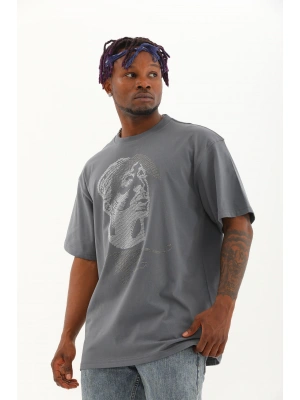 Toptan Oversize Taşlı Tişört - Tupac