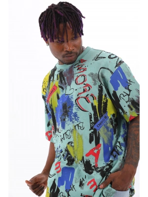 Toptan Oversize Tişört - Grafiti Pano Baskı