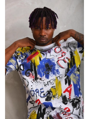 Toptan Oversize Tişört - Grafiti Pano Baskı