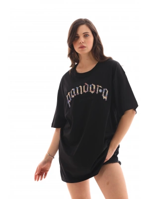 Toptan Oversize Tişört - Pandora Nakışlı Özel Aplike Desenli