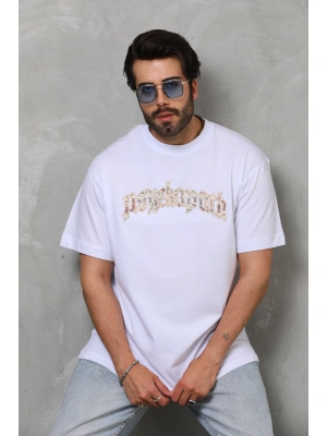 Toptan Oversize Tişört - Psychopath Nakışlı Özel Aplike Desenli