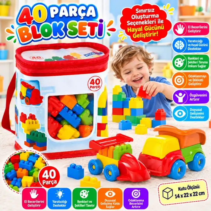 01021  Akıllı Çocuk Blokları 40 Parça