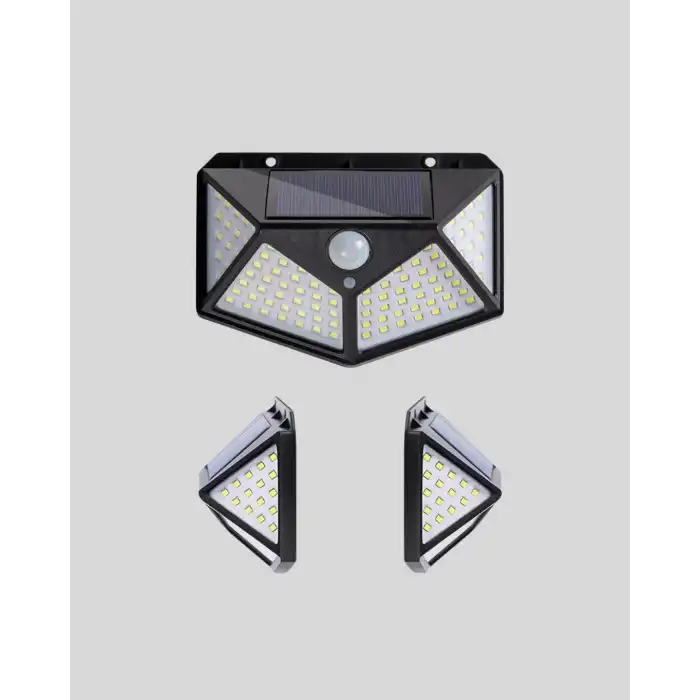 100 LED Solar Lamba Hareket Algılamalı Bahçe Duvar Dış Mekan Aydınlatma