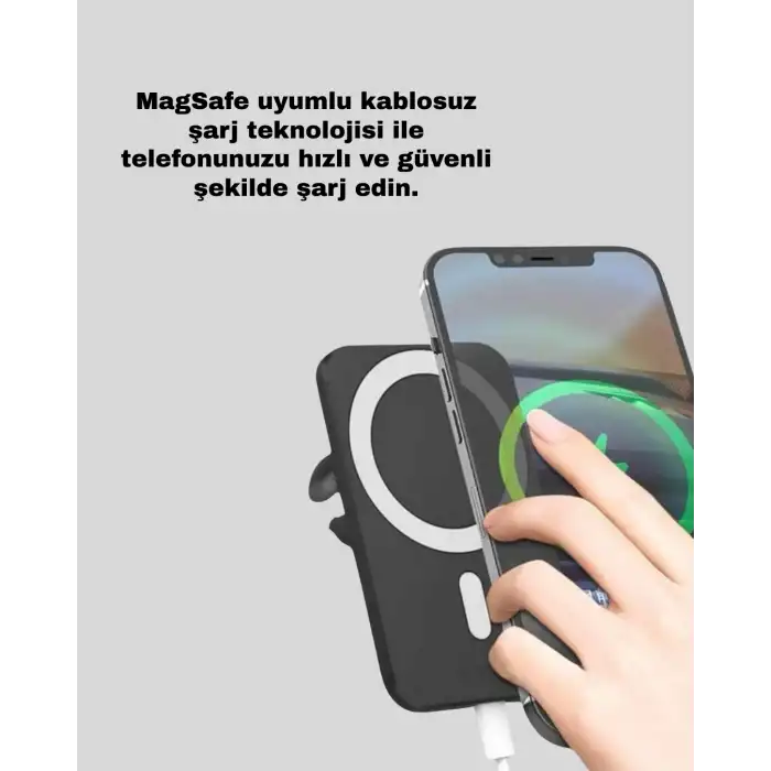 15W Kablosuz Şarj Destekli MagSafe Araç Tutucu Havalandırma Klipsli