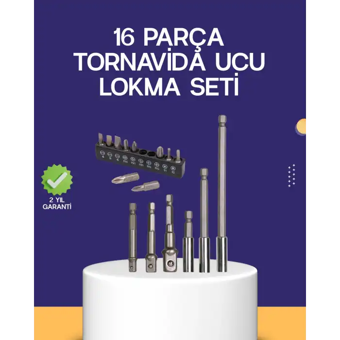 16 Parça Bits ve Adaptör Seti Vidalama Tamir Bakım Seti
