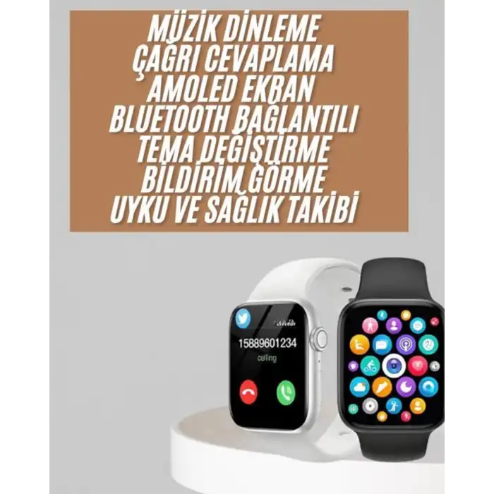 1.83 İnç Akıllı Saat Android ve İOS Uyumlu Çağrı Cevaplayabilen Adımsayar GPS Takibi