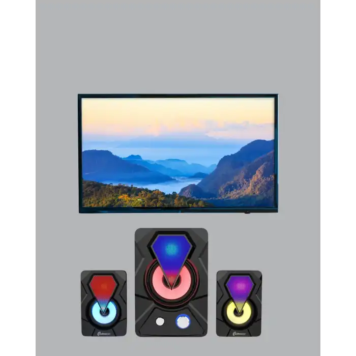 2+1 RGB LED Işıklı Güçlü Bas Sistemli Bilgisayar Hoparlörü