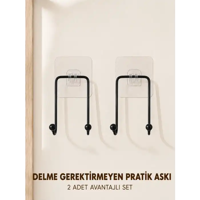 2 Adet Çok Amaçlı Yapışkanlı Askı Ev Mutfak Banyo Düzenleyici