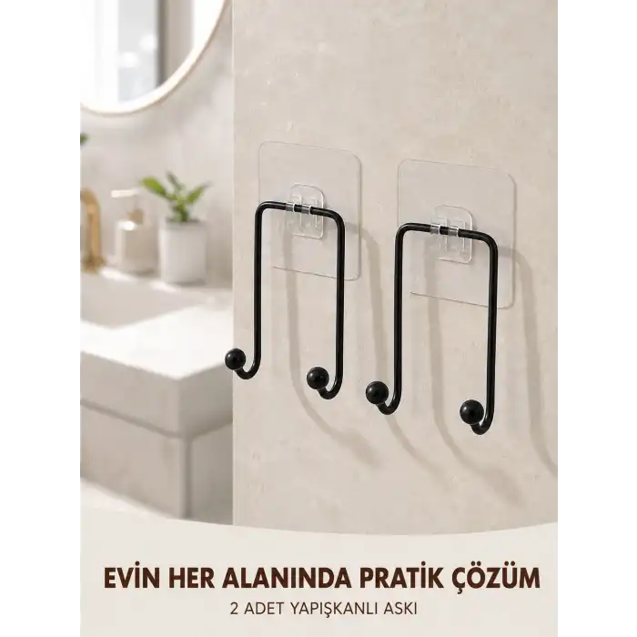 2li Yapışkanlı Duvar Askısı Mutfak Banyo ve Ev İçin Askılık