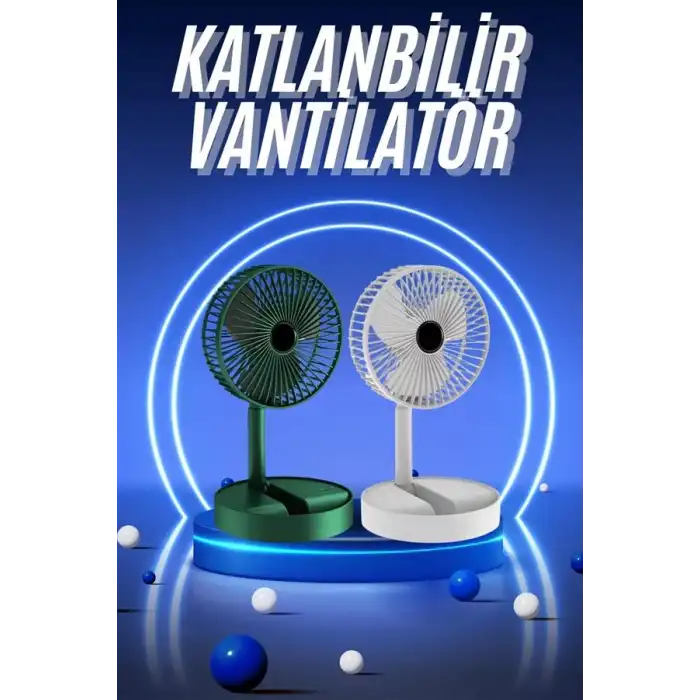 3 Kademe Hız Ayarlı Vantilatör Telefon Standlı Şarjlı Katlanabilir Soğutucu Pervane Yeni Nesil