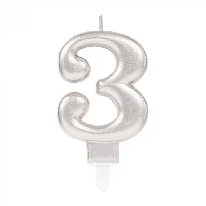 3 Rakam Mum Gümüş Renk