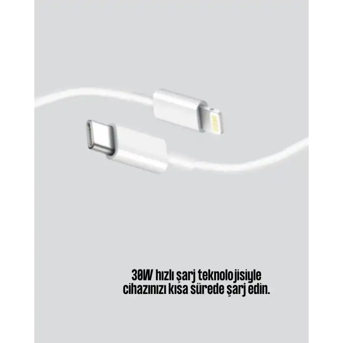 30W Type-C Lightning Hızlı Şarj Kablosu 1.2m iPhone Uyumlu
