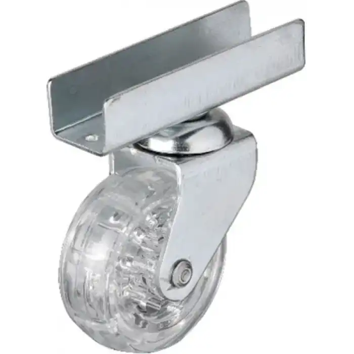 327 - 50x20 Mm Şeffaf Makaralı Uzun U Tablalı Teker 4 Adet