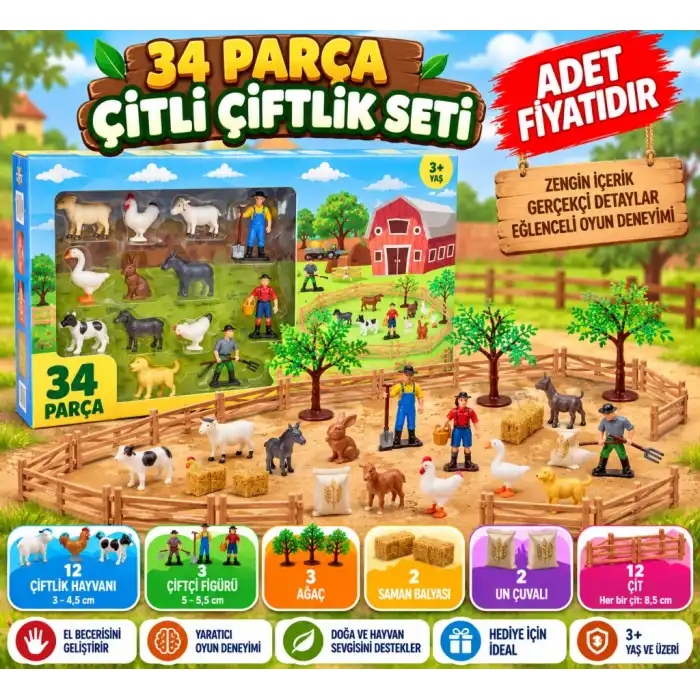 34 Parça Çitli Çiftlik Seti
