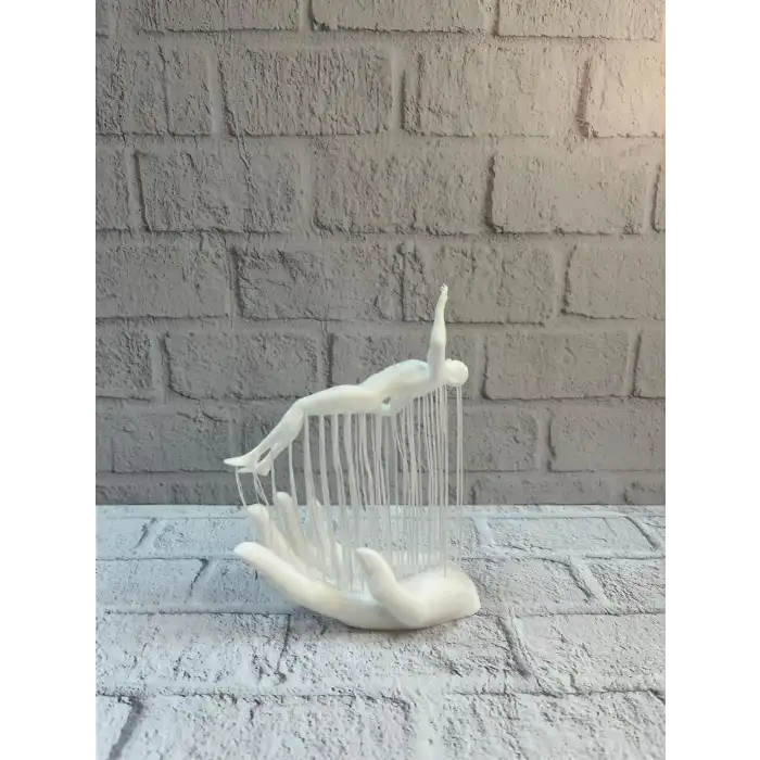 3D El Üzerinde İnsan Figürü Beyaz Minimal Masa Üstü Dekor