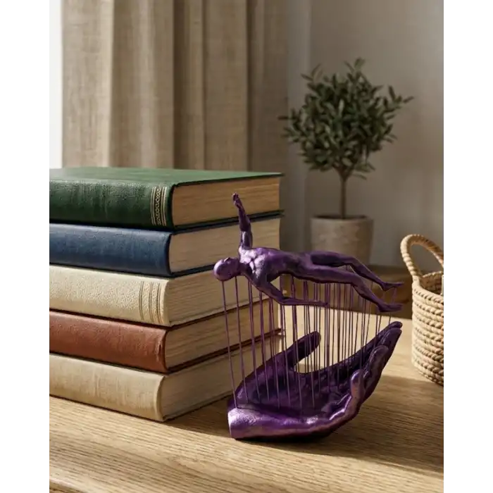 3D Mor İnsan Figürü Dekoratif Duvar ve Masa Üstü Sanat Objesi