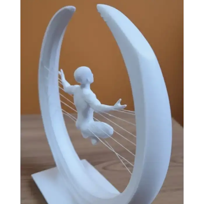 3D Zen Heykeli Ay Formlu Meditasyon Yapan İnsan Figürü Dekor