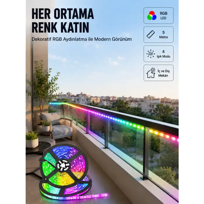5 Metre Kumandalı RGB Şerit LED Aydınlatma
