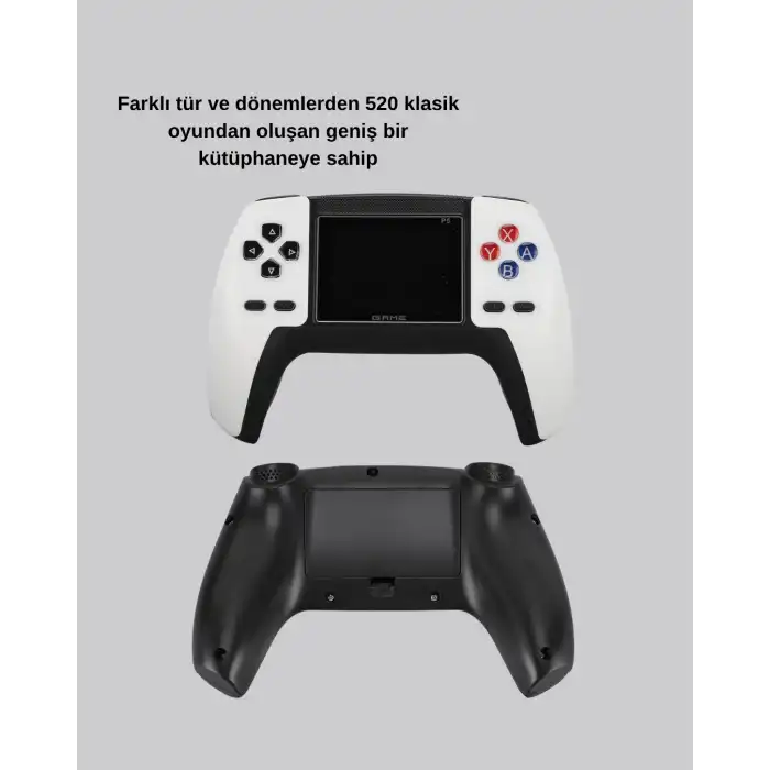 520 Klasik Oyunlu P5™ ControllerView Retro Konsol – Şarjlı,  Ergonomik Tasarım