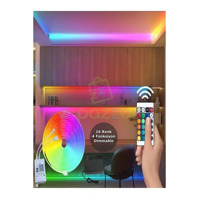 5m 16 Renk 4 Fonksiyonlu Esnek Şerit Neon Led