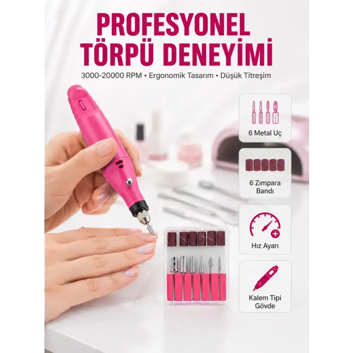6 Uçlu Elektrikli Manikür Pedikür Seti Yeni Nesil