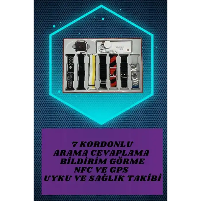 7 Kordonlu Akıllı Saat Ve 2.Nesil Kulaklık Yüksek Ses Kaliteli Uzun Pil Ömrü