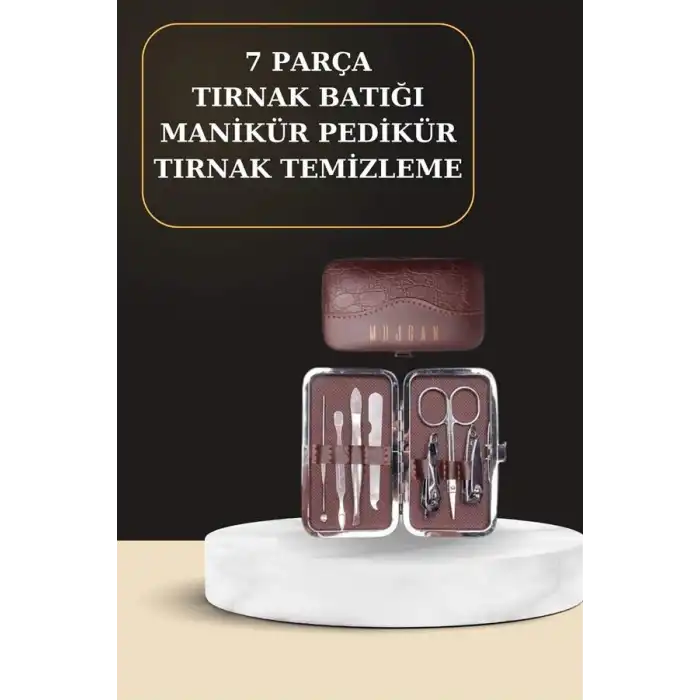 7 Parça Manikür Pedikür Seti El Ayak Bakımı Çantalı Paslanmaz Çelik