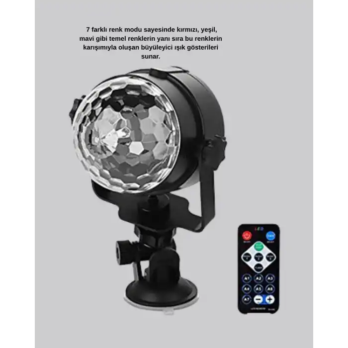 7 Renk Modlu Müzik Sensörlü Disko Topu – LED Işıklı Parti Aydınlatması