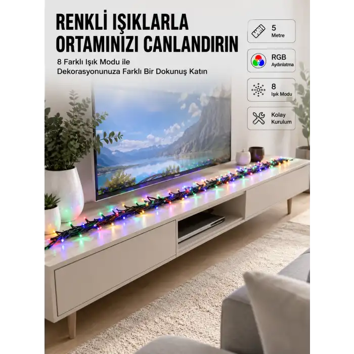 8 Modlu LED Işık Zinciri İç Mekan Dekoratif Aydınlatma