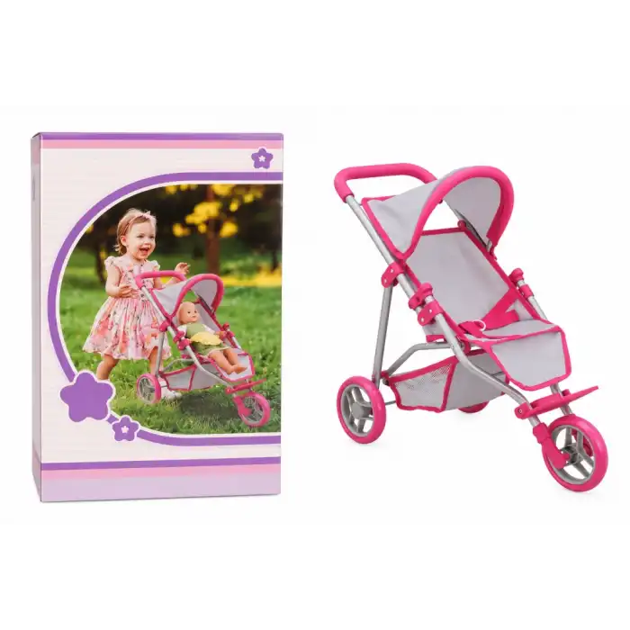 9614  3 Tekerlekli Pembe Gri Puset