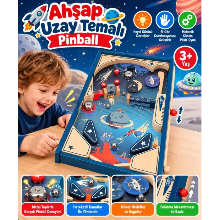 Ahşap Uzay Temalı Pinball